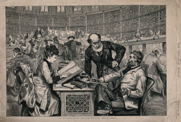 La Sala de Lectura del Museo Británico fue importante para la investigación y la escritura de Marx. (Crédito de la imagen: Colección Wellcome) La escritura revolucionaria 