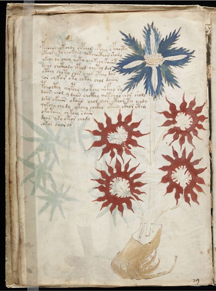 Una página del misterioso manuscrito Voynich