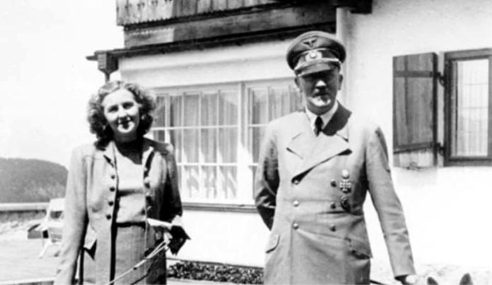 Adolf Hitler con su amante de toda la vida y esposa de corta duración Eva Braun.